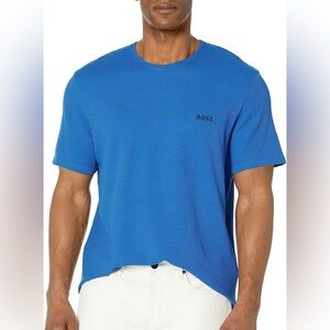 NWT - BOSS Men's Waffle T-shirt with Embroidered Logo, Bright Blue - Size XXL